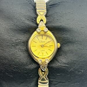 Vintage Collezie Gold Tone Stretch Band Japan Movt Quartz Watch New Battery